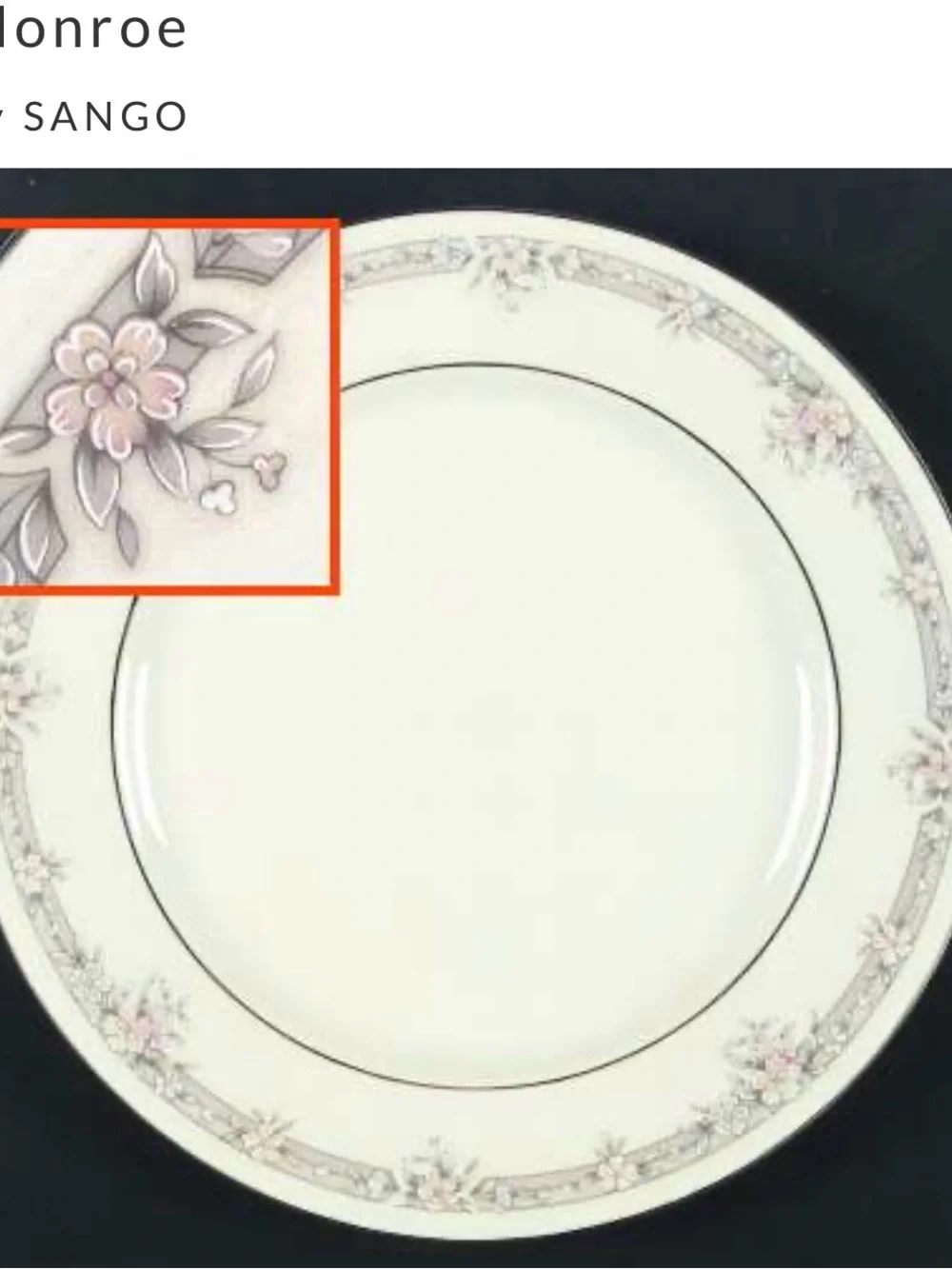 Sango Monroe China 12” Chop Plate Serving